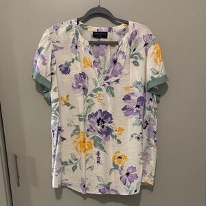 Lane Bryant Floral Blouse - Purple and Yellow
